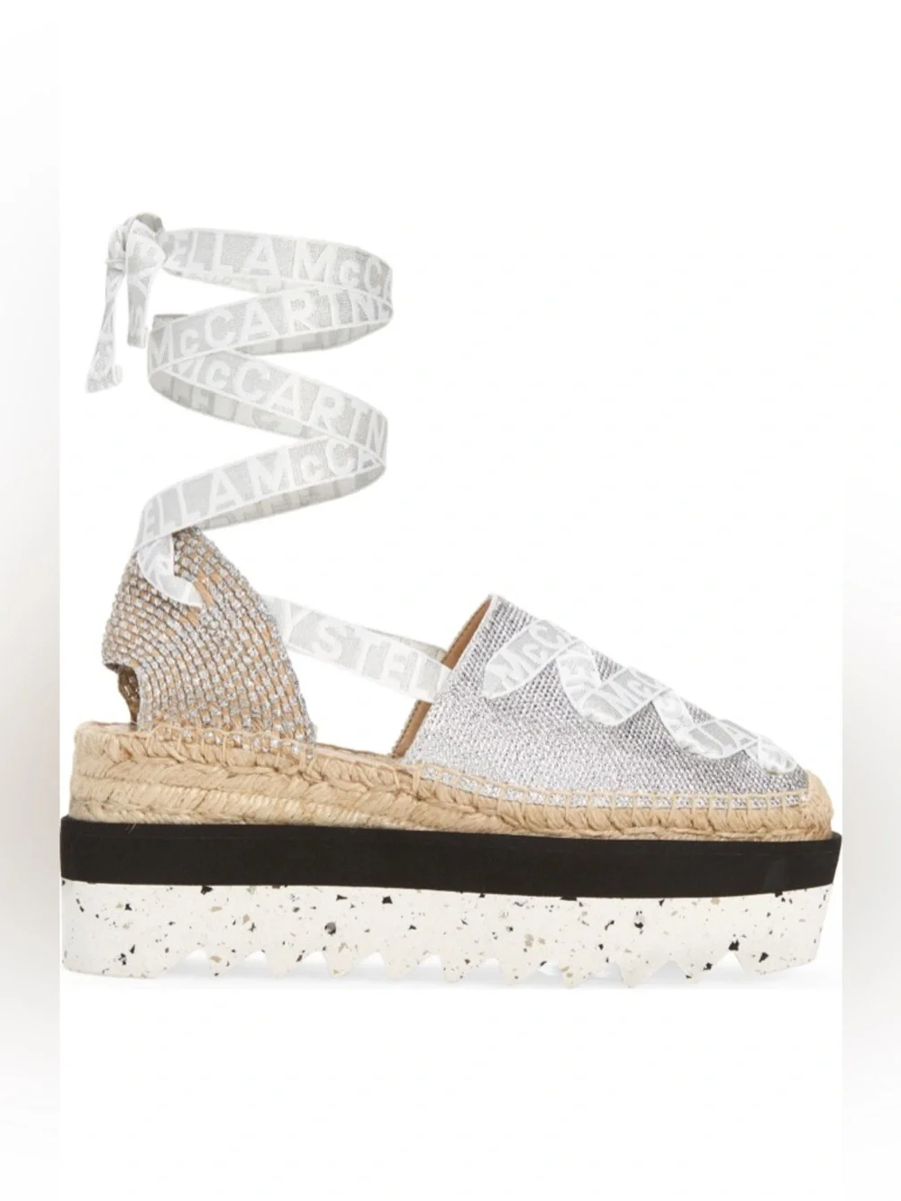 Stella McCartney Gaia Laminated Cotton Platform Espadrilles Size EU 41 (US 11)